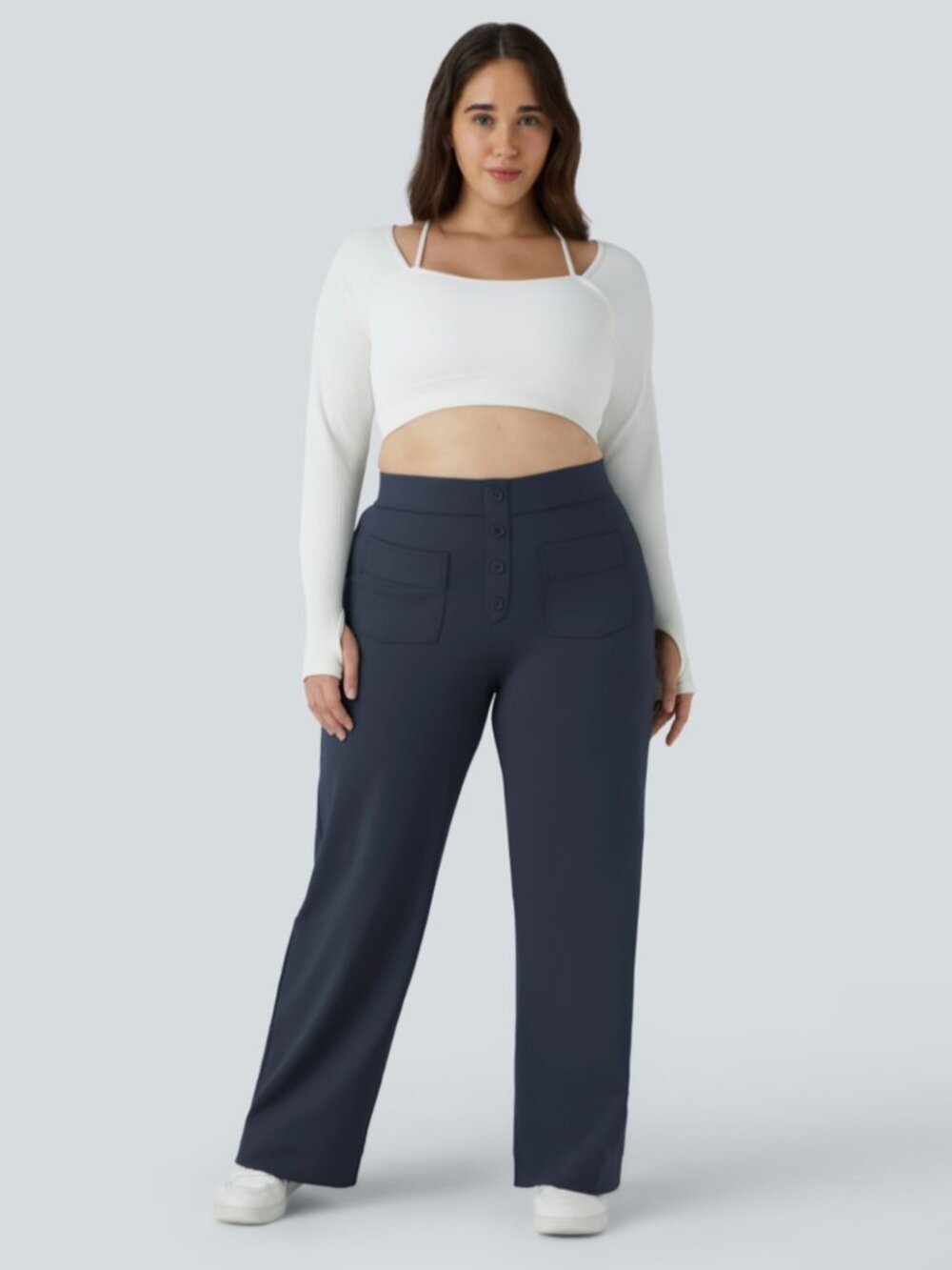 HALARA Navy Straight Leg Pants